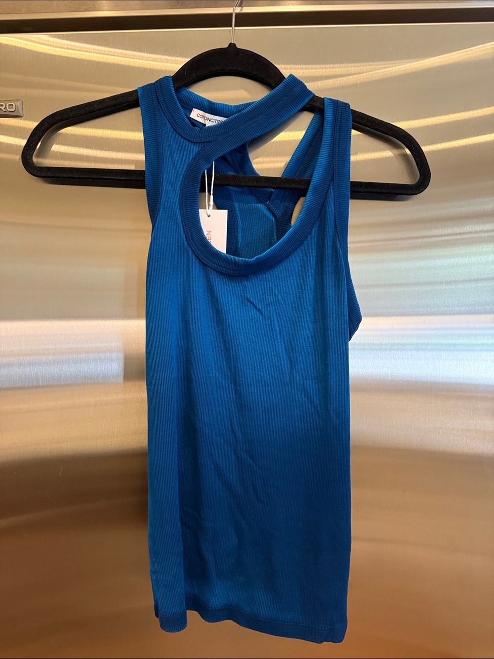 NWT Cotton Citizen Blue Ribbed Double-Strap Tank Size Medium